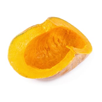 Slice of pumpkin isolated on a white background.