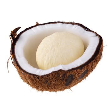 Half of coconuts isolated on a white background.