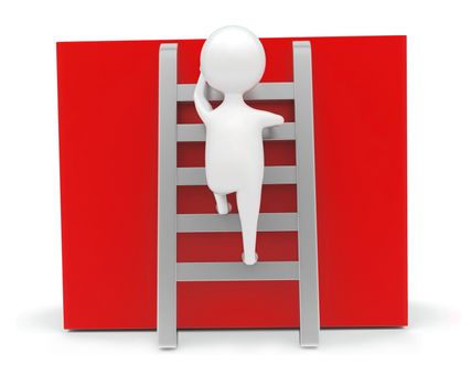 3d man climbing stairs upward concept in white isolated background - 3d rendering , front angle view