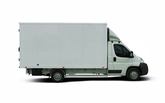 White delivery van isolated on white background