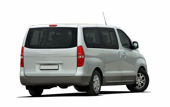 grey minibus isolated over white