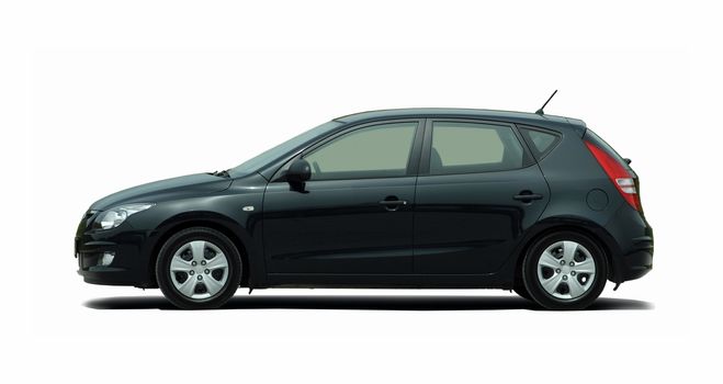 black car hatchback side view