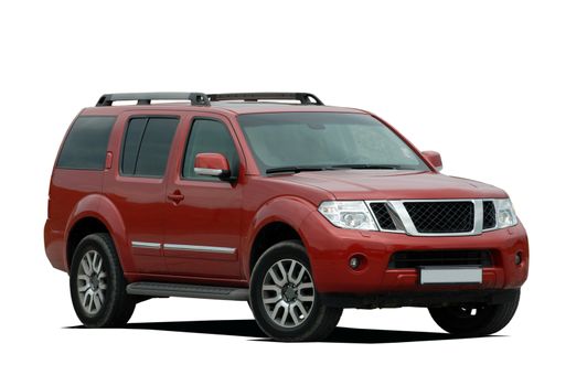 red large SUV on a white background