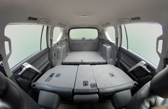 car trunk with middle and rear seats folded