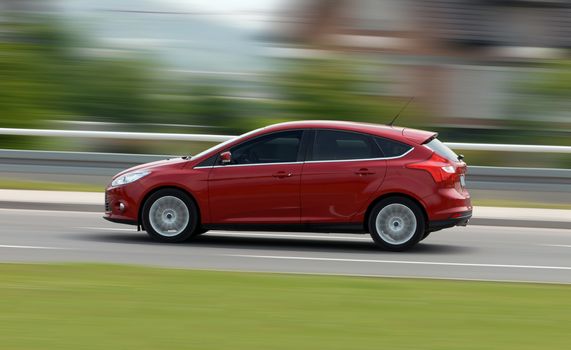 car photographed at high speeds