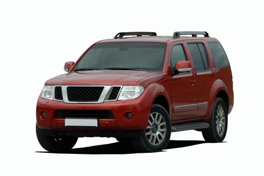 red large SUV on a white background