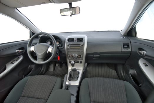 the inside of the passenger car, front view