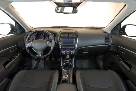 the inside of the passenger car, front view
