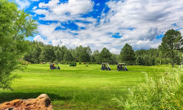 New Mexico's Inn of the Mountain Gods mountain resort, golf courses- one of the most spectacular golf courses in the country. HDR image.