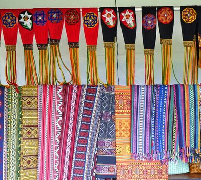 Indigenous arts and crafts are on sale at an outdoor market