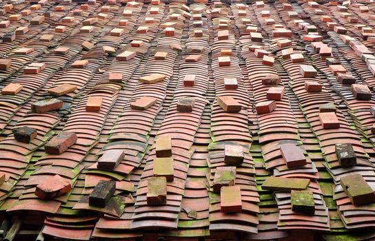 Kiln fired Chinese roof tiles made from brick material