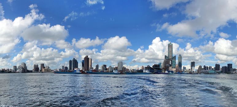 Panoramic view of the Asia Bay and Kaohsiung City skyline