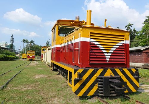 A vintage diesel train engine from about 70 years ago