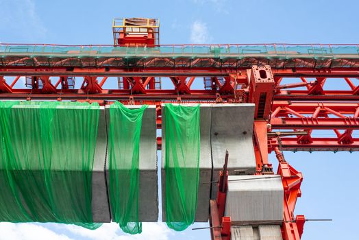 Bangkok, Thailand - August 31, 2017 : Construction site of sky train red line from Bangsue to Rangsit is a big infrastructure for transportation in Bangkok Thailand.