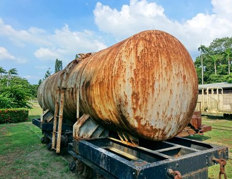 Old railroad car with a tank for transporting liquids

