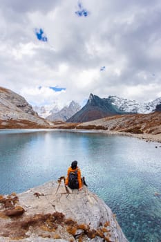 Five Colors Lake at Doacheng Yading National park, Sichuan, China. Last Shangri-la