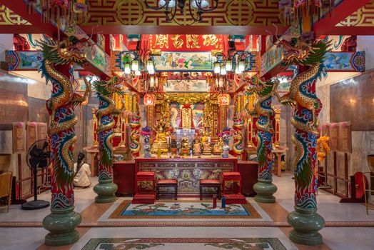 Samut Sakorn, Thailand - February 15, 2020 : Sanlugmuang Samut Sakorn (Chao Po Vichian Chot) This shrine is the sacred place that people worship and it is also the center of fishermen in the province