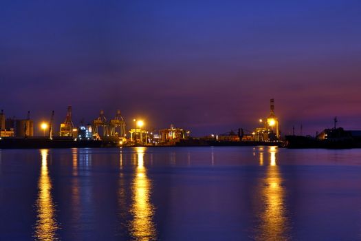 Beautiful view of Kaohsiung Port just after sunset