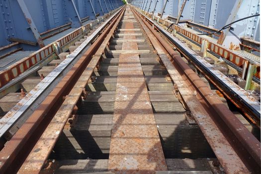 Vintage iron railway bridge dating back one hundred years