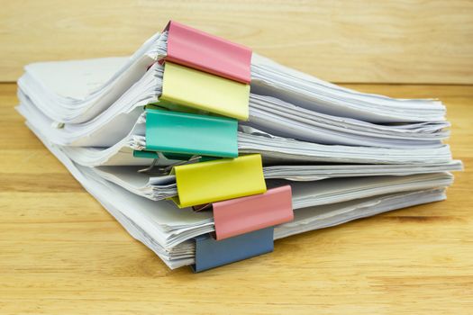 file folder and Stack of business report paper file on the table in a work office, concept document in work office