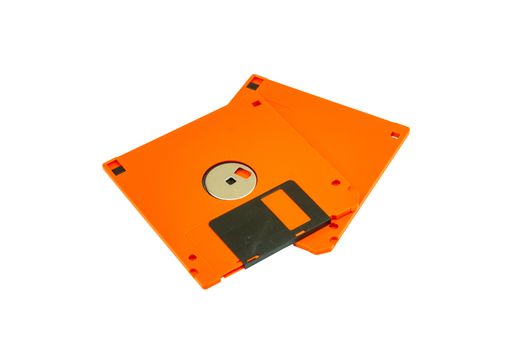 A floppy disk , also called a floppy, diskette , or just disk were a ubiquitous form of data storage isolated on white background