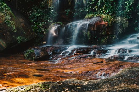 soft water of the stream in the WIMAN THIP Waterfall natural park, Beautiful waterfall in rain forest