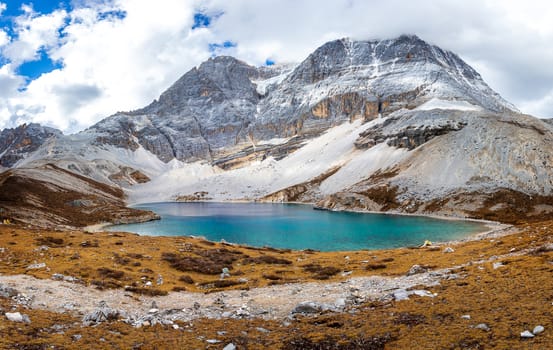 Five Colors Lake at Doacheng Yading National park, Sichuan, China. Last Shangri-la