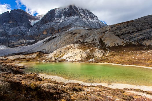 Five Colors Lake at Doacheng Yading National park, Sichuan, China. Last Shangri-la