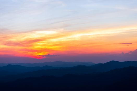 colorful dramatic sky with cloud at sunset