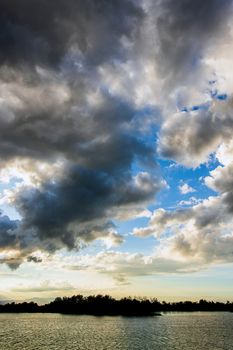 colorful dramatic sky with cloud at sunset