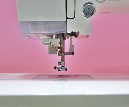 Close up view of a modern sewing machine