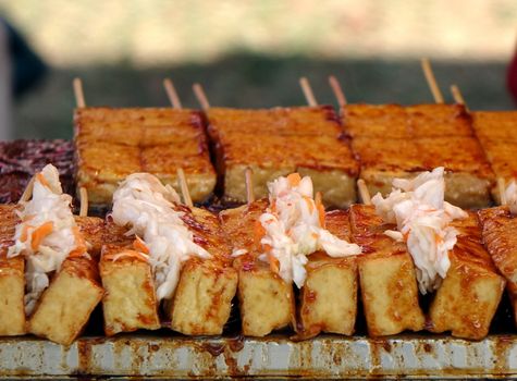 Stinky fermented tofu with pickled cabbage and hot sauce is popular in Taiwan