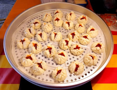 These steamed buns with a sweet red stuffing are a popular street food in Taiwan
