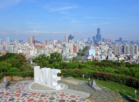 The skyline of Kaohsiung in Taiwan as seen from the Longevity Hill
