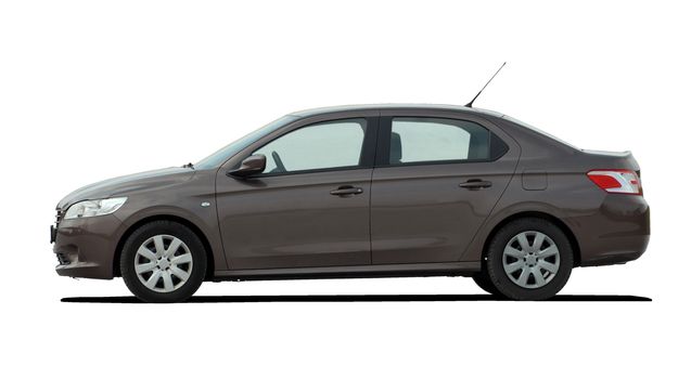 brown sedan on white background