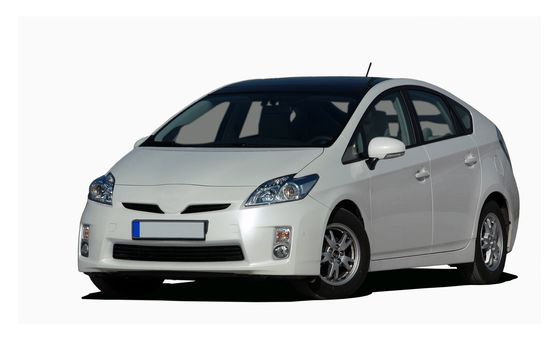 New modern hybrid car isolated on white
