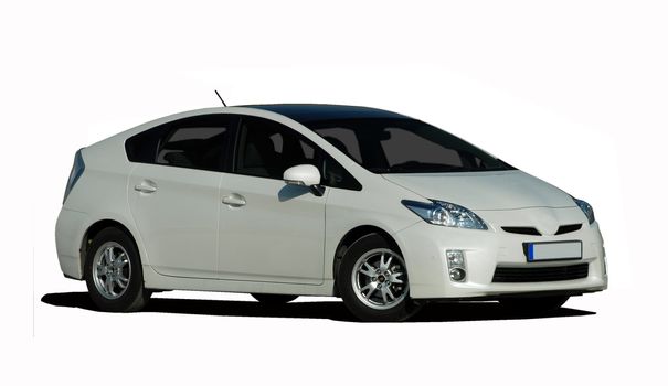New modern hybrid car isolated on white