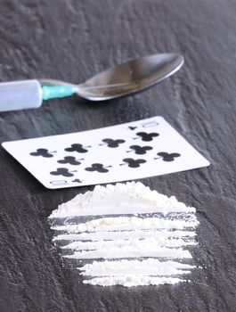 Cocaine powder in lines ready for insufflating.