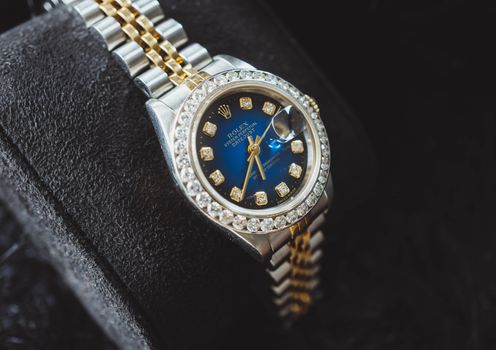 NAKHON RATCHASIMA, THAILAND - JULY 31, 2018 : Rolex oyster perpetual Date just with diamond watch