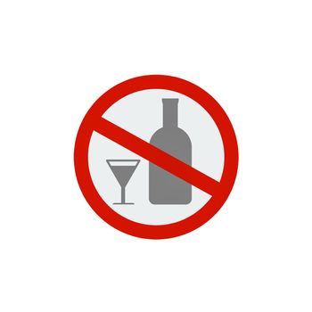 No alcohol drinks icon on white background.Prohibits, Drunk not to drive.