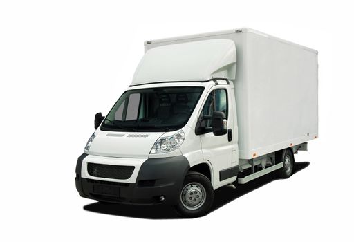 White delivery van isolated on white background