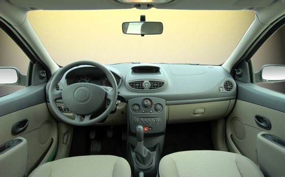 the inside of the passenger car, front view