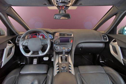 the inside of the passenger car, front view