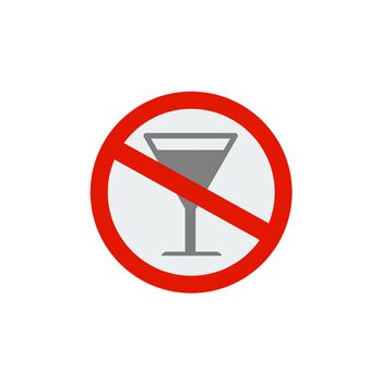 No alcohol drinks icon on white background.Prohibits, Drunk not to drive.