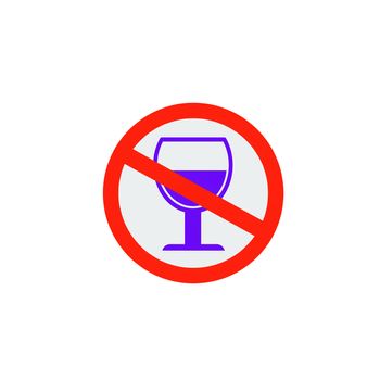 No alcohol drinks icon on white background.Prohibits, Drunk not to drive.