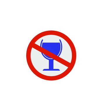 No alcohol drinks icon on white background.Prohibits, Drunk not to drive.