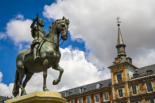 Statue of Philip III on Plaza Mayor, Madrid.