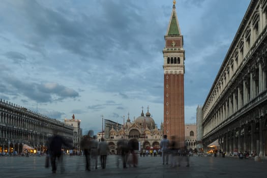 Famous piazza San Marco at the blue hour in Venice, Italy
