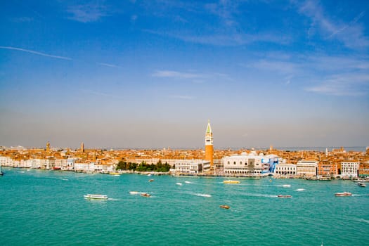 Piazza San Marco with Campanile and Doge Palace. Venice, Italy. Aerieal view