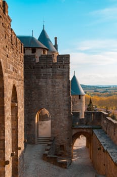 Beautiful view of old town of Carcassone, France.